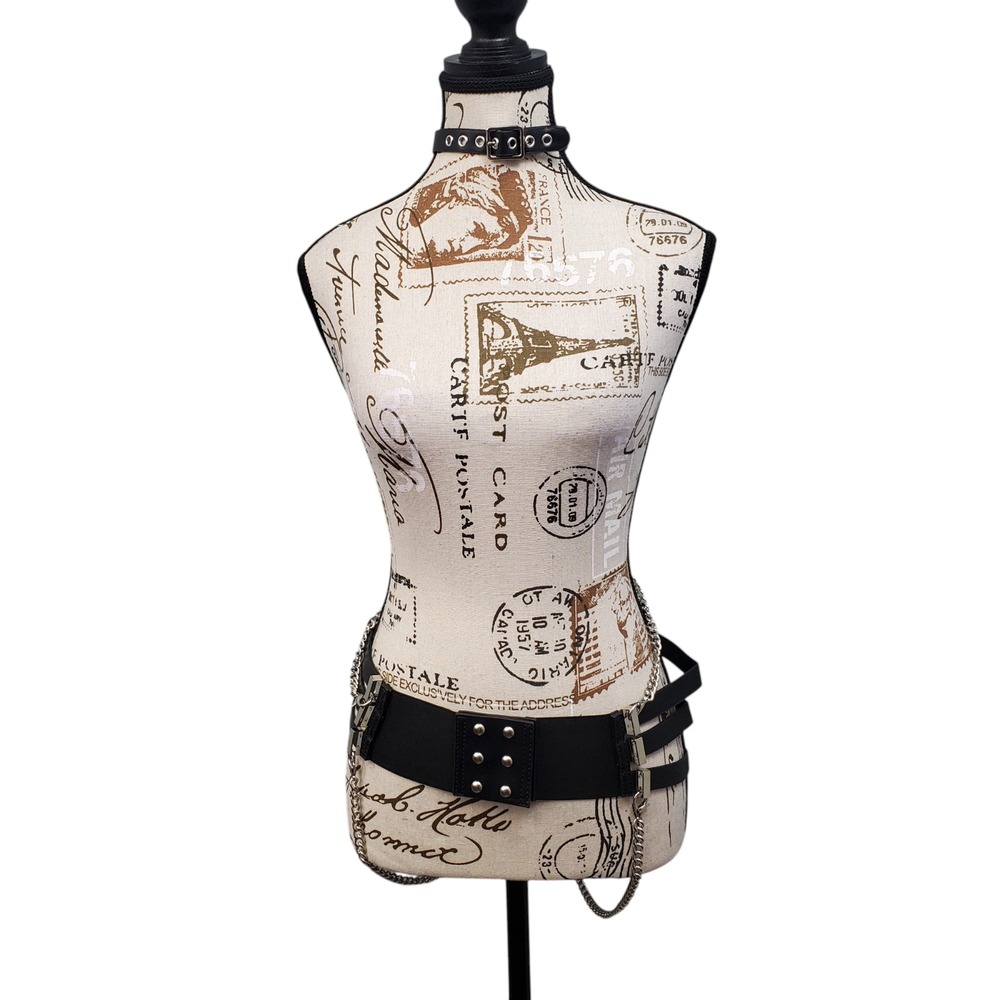 KILLSTAR Hellz Bells Gothic Punk Pentagram Body Harness Chain Choker Belt Black - Picture 2 of 7